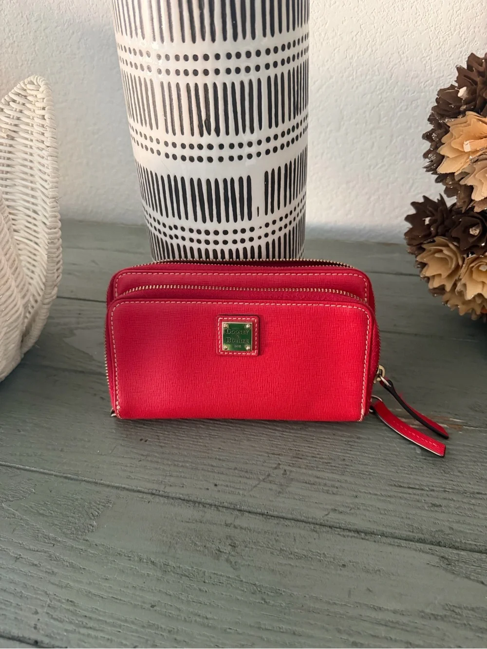 Dooney & Bourke Red Double Zip Wristlet Wallet